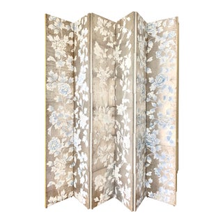 Asian Inspired Double Sided Floral Screen For Sale