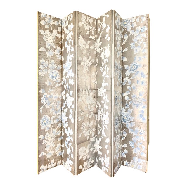 Asian Inspired Double Sided Floral Screen For Sale