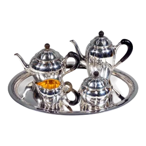 Art Deco Silver Coffee and Tea Set with Tray, 1920, Set of 5