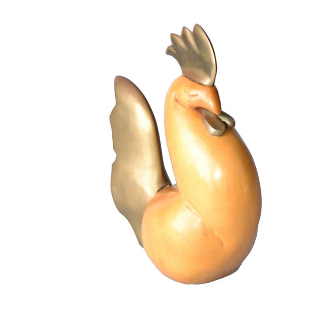 Wood Wooden Rooster & Chicken Figurines - A Pair For Sale - Image 7 of 9