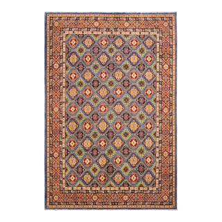 Boho Chic Kazak Light Blue/Red Wool Rug - 10'1''x13'10'' For Sale