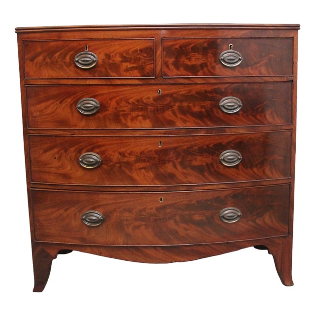 Flame Mahogany Bowfront Chest of Drawers, 1810 For Sale
