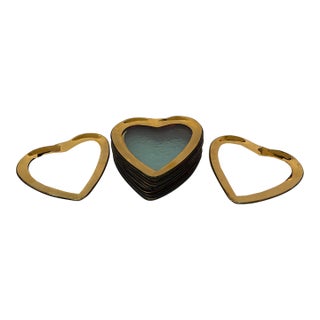 1990s Annieglass Heart Gilt Glass Plates - Set of 12 For Sale