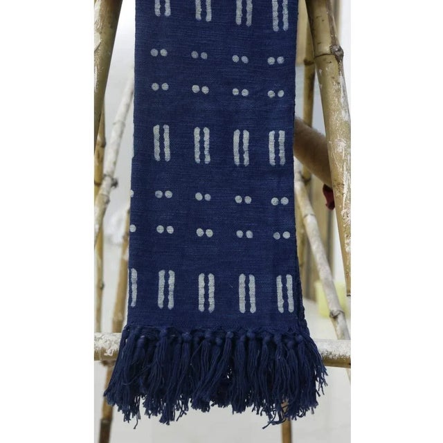 Contemporary Cotton Handwoven Block Printed Throw Blanket For Sale - Image 4 of 6