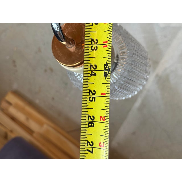 Chrome Vintage Czech Drukov Brno 5-Light Chandelier – Pressed Glass & Chrome, 1960s For Sale - Image 8 of 10