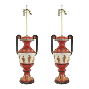 A Pair of Vintage Ancient Egyptian Style Toler Table Lamps