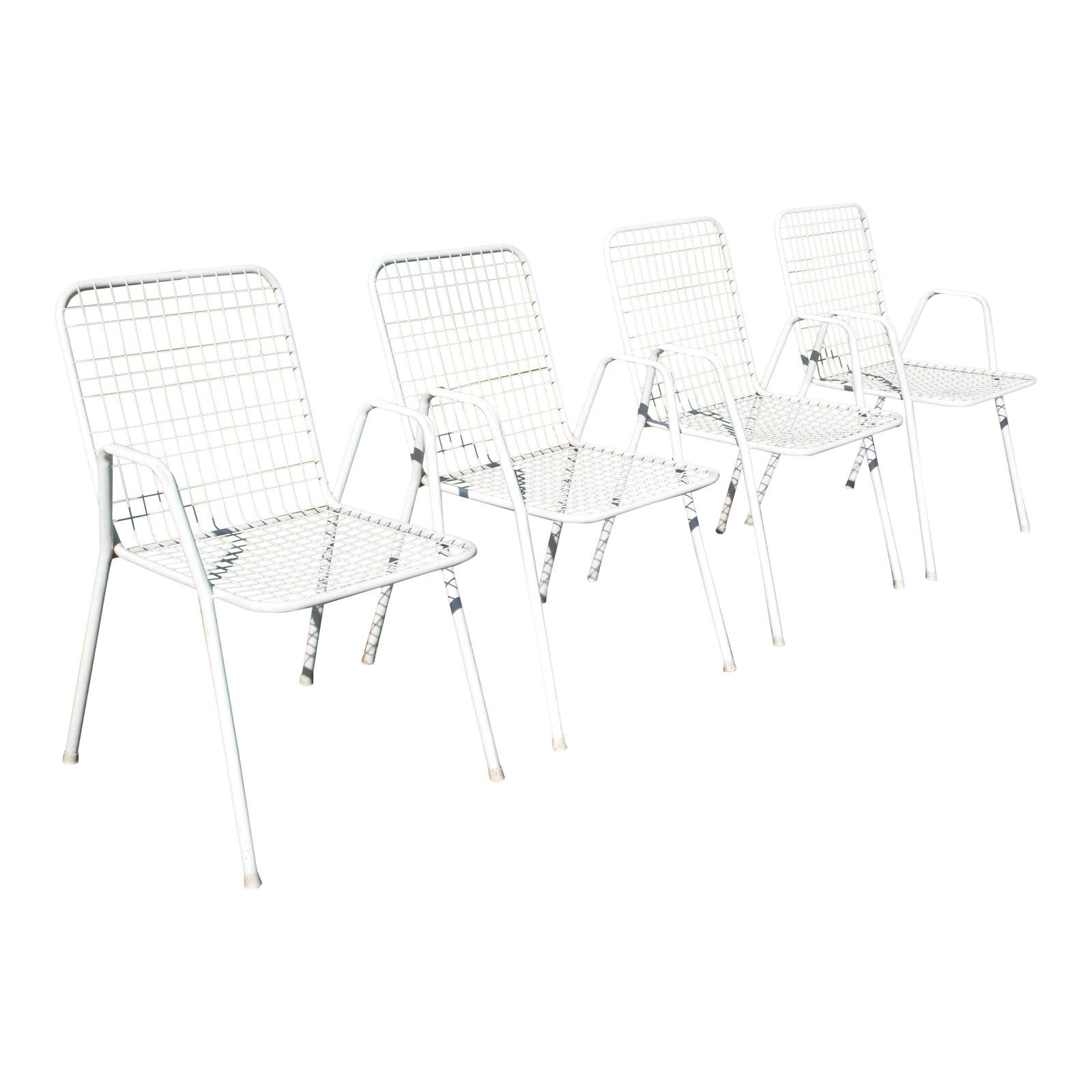 Vintage Mid Century Modern Emu Rio Stacking Metal Patio Chairs Italy Set Of 4 Chairish