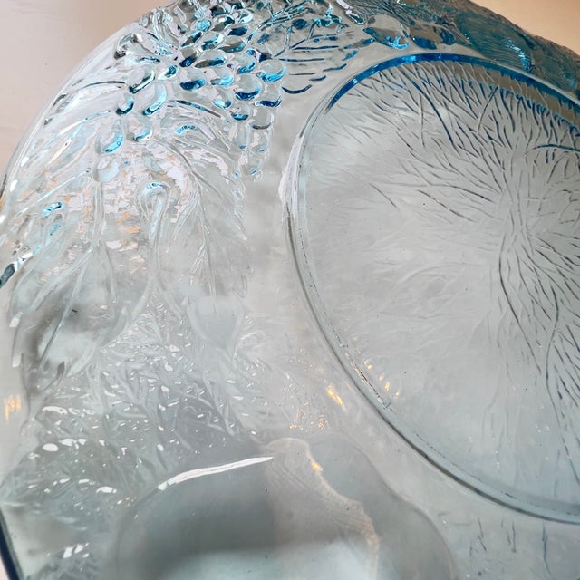 Kig Vintage 10.5" Blue Pressed Glass Grapes and Leaves Tableware Dinner Plates, Set of 7 For Sale In Boise - Image 6 of 11