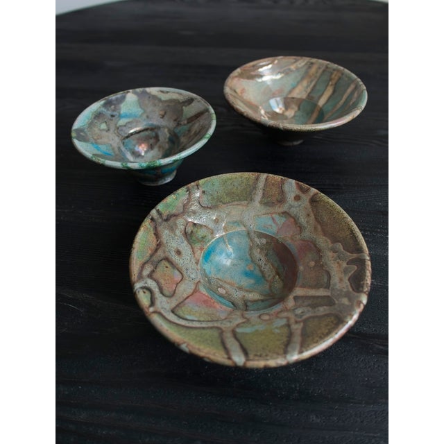 Vintage Modernist Abstract Hand-Thrown Ceramic Bowls, 1990s, Set of 3 For Sale - Image 11 of 13