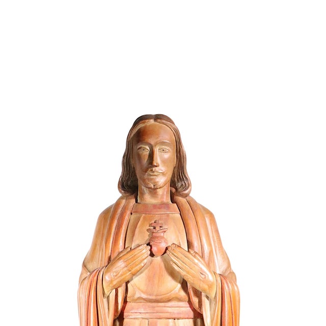 1960s Vintage Carved Wood Jesus Dated '69 For Sale - Image 5 of 16