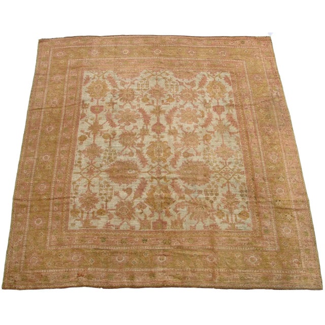 Ca.1880 Antique Turkish Oushak Floral Design Rug 8' X 8'4'' For Sale - Image 9 of 9