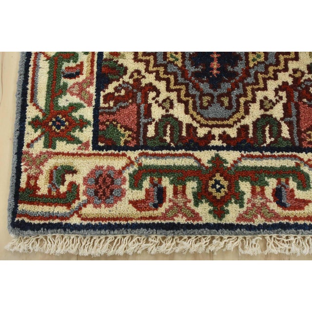 Heriz Rug 2′ X 3’1” Blue Wool Tribal Hand-Knotted Oriental Carpet For Sale In Philadelphia - Image 6 of 8