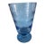 1930's American Engraved Cut Glass Cornflower Blue Pedestal Floral Vase For Sale