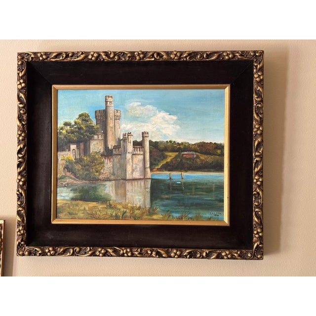 Made in Ireland 1969 Black Rock Castle Oil Painting For Sale - Image 10 of 15