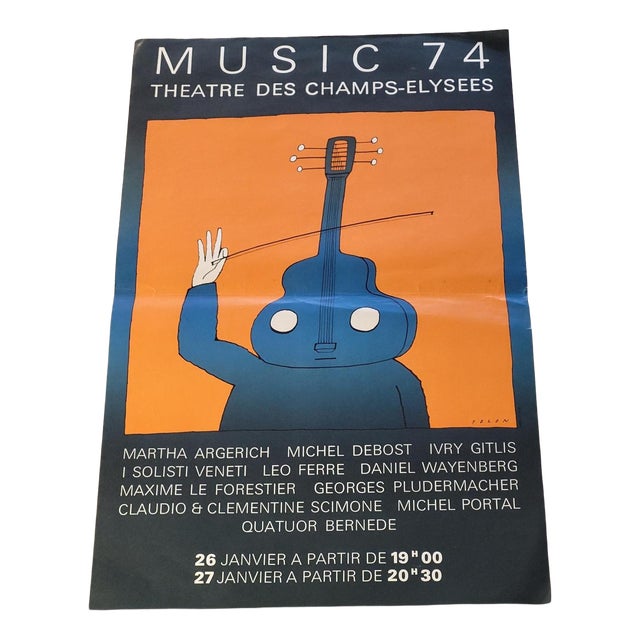 Poster from Jean Michel Folon Music, 1974 For Sale