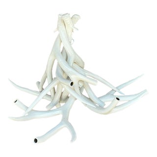 Vintage Contemporary Jason Miller for Roll and Hill Ceramic Antler Chandelier For Sale