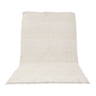 Bohemian White Jute Flatweave Rug Hand Woven, Boho Scandinavian Decor 8x10Ft. For Sale