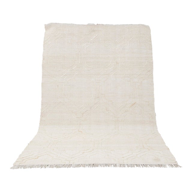 Bohemian White Jute Flatweave Rug Hand Woven, Boho Scandinavian Decor 8x10Ft. For Sale