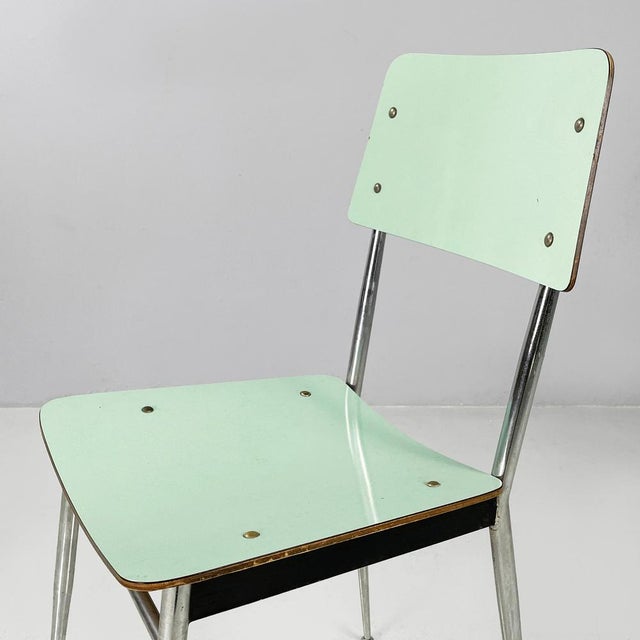 1960s Mid-Century Italian Modern Chairs in Aqua Green Formica and Metal, 1960s, Set of 4 For Sale - Image 5 of 18