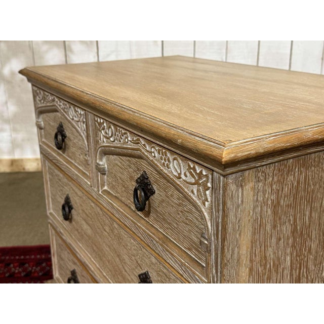 English Chest of Drawers in Limed Oak, 1950s For Sale - Image 11 of 15