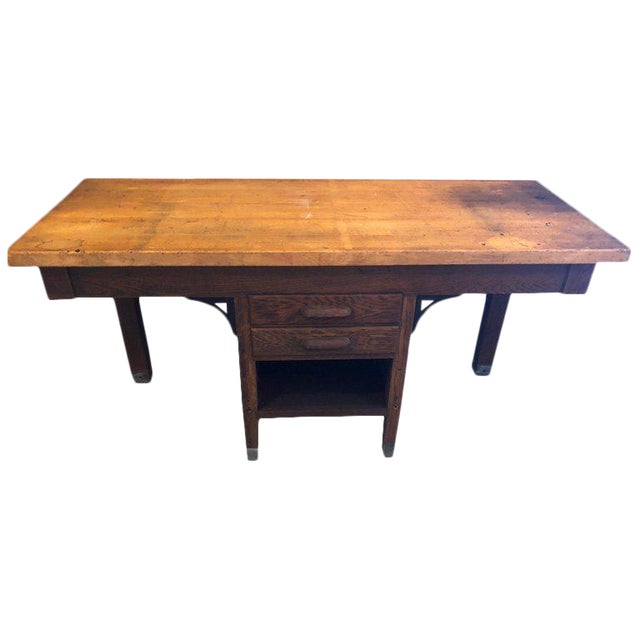 Butcher Block Workbench >> Workbench Island Antique Oak Butcher Block Top School Swing Out Butcher Block Workbench >> Workbench Island Antique Oak Butcher Block Top School Swing Out