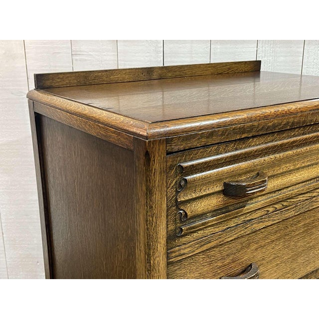 English Art Deco Style Oak Chest of Drawers, 1950s For Sale - Image 9 of 15