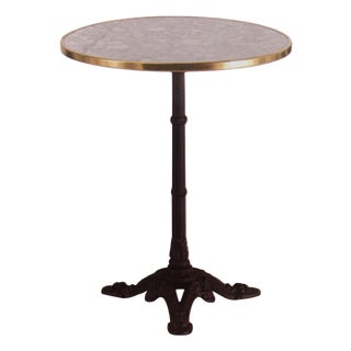 New Century Round Cast Iron Base with Marble Top Garden Table or Bistro Table For Sale