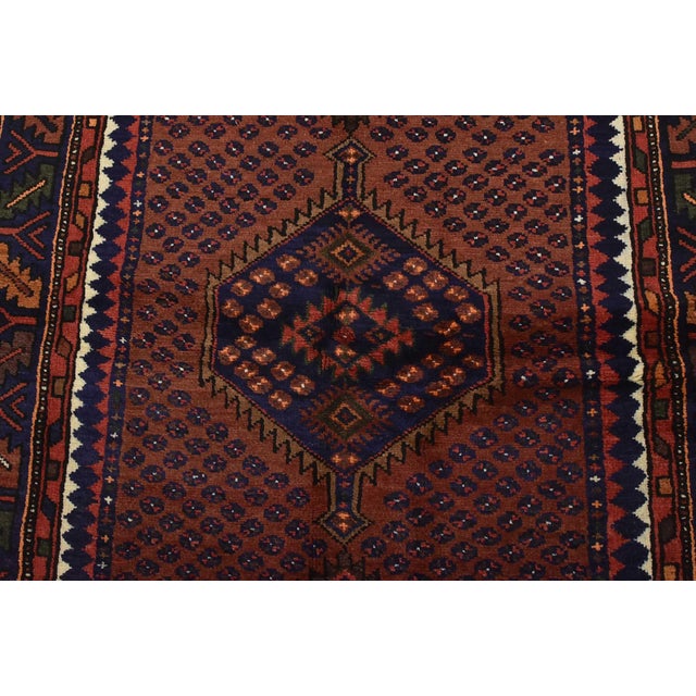 1980s Zanjan Rug 4'5'' X 7'5'' Red Wool Vintage Tribal Hand-Knotted Oriental Carpet For Sale - Image 5 of 12