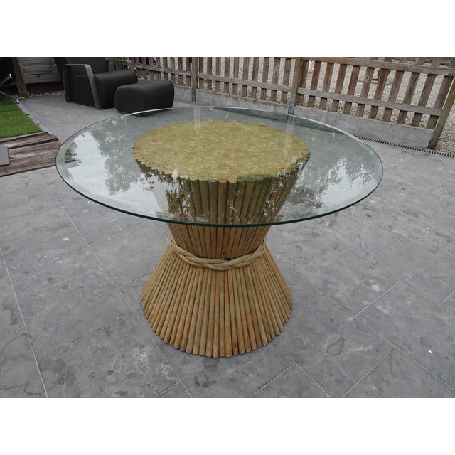 Mid-Century Modern MC Guire Bamboo Rattan and Glass Dining Table, 1970s For Sale - Image 3 of 17