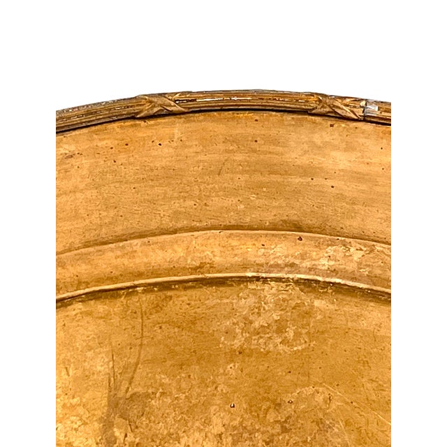 Vintage Italian Hollywood Regency Oval Statement Size Brass Tray With Faux Boar Tusk Handles and Cross Strap Trim For Sale - Image 11 of 16