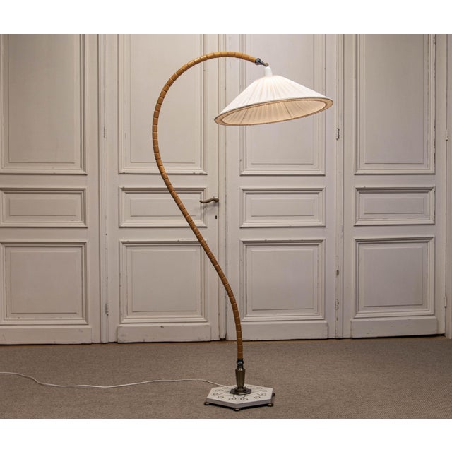 Wood Vintage Swedish Grace Arc Floor Lamp, 1940s For Sale - Image 7 of 12