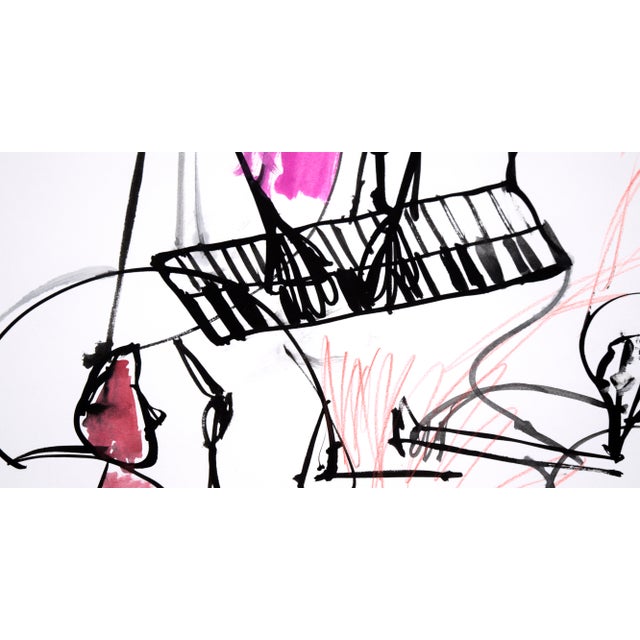Jazz Trio - Abstract Expressionist Composition in Ink and Watercolor on Paper by Michael William Eggleston For Sale - Image 4 of 6