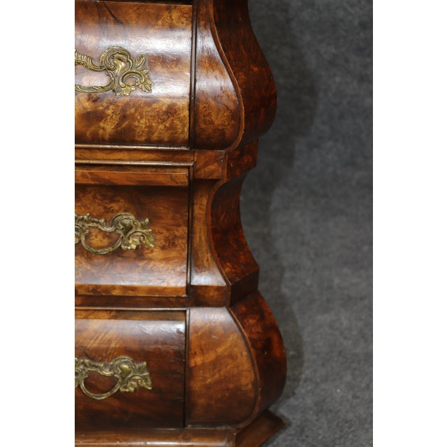 Vintage English Burled Wood Ball & Claw Foot 3 Drawer Commode C. 1950's For Sale - Image 11 of 13