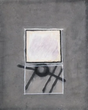 Target in Square, Shlomo Cassos Collage on Paper