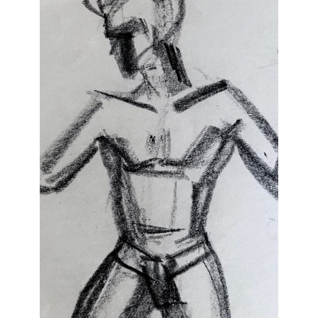 1940s 1949 Artist Studio Charcoal Drawing of a Muscle Man, 15” X 10.5” For Sale - Image 5 of 9