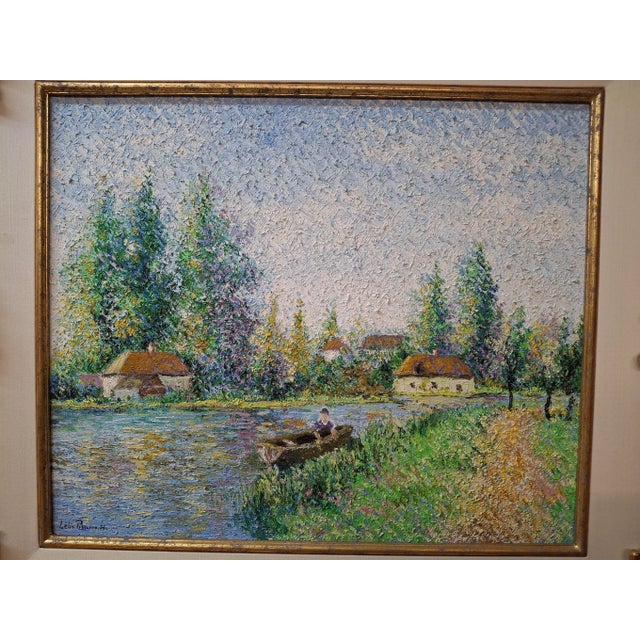Original oil painting by Lelia Pissarro, "Steve, the Fisherman, On The River, Wallingford" Oil on canvas Signed and dated...