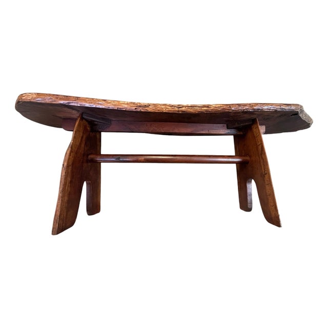 Handcrafted Live Edge Hardwood Bench in the Style of Appalachian Folk Art For Sale