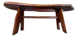 Handcrafted Live Edge Hardwood Bench in the Style of Appalachian Folk Art