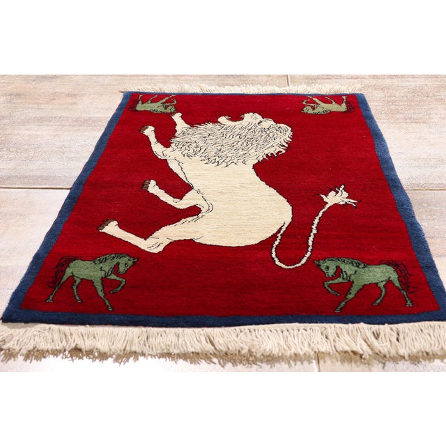 Vintage Persian Pictorial Shiraz Rug, 02'09 X 05'01 For Sale - Image 10 of 11