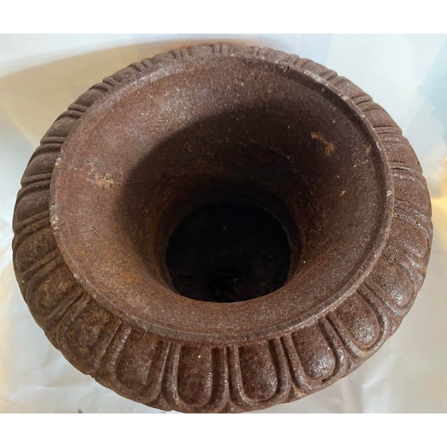 Small Vintage Classic Design Rustic Cast Iron Garden Urn Planter For Sale In Philadelphia - Image 6 of 6