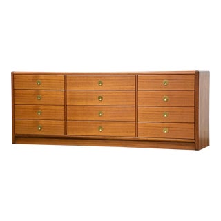 1970s Teak and Brass Dresser by D-Scan For Sale
