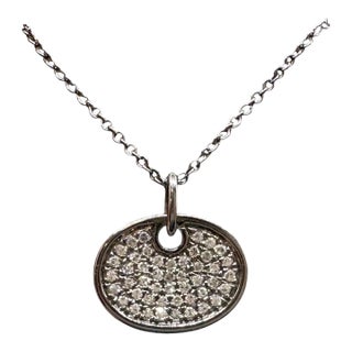 Diamond Disc Necklace 14k Gold Black Rhodium 0.18ctw Diamonds For Sale