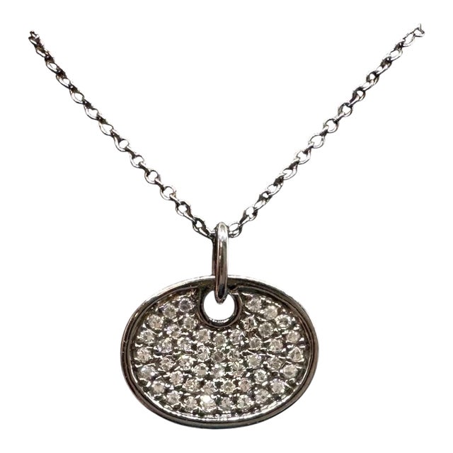 Diamond Disc Necklace 14k Gold Black Rhodium 0.18ctw Diamonds For Sale