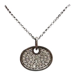 Diamond Disc Necklace 14k Gold Black Rhodium 0.18ctw Diamonds