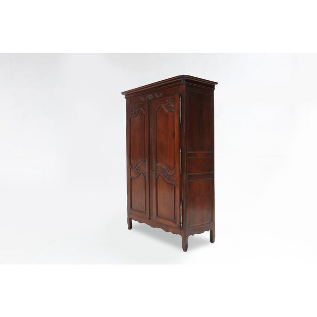 Brown Large French Louis XVI Carved Bridal Wardrobe, 1850s For Sale - Image 8 of 18
