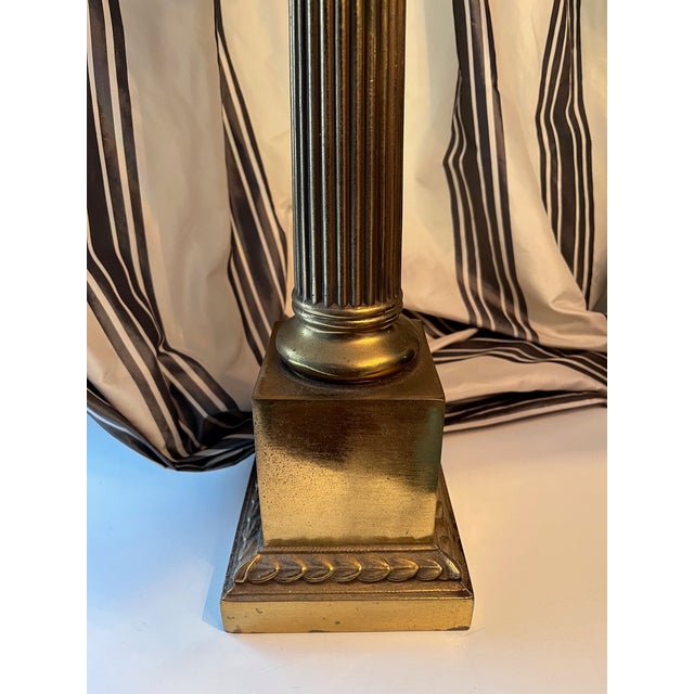Early 20th Century Brass Classical Corinthian Column Table Lamp For Sale - Image 5 of 8