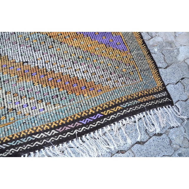 Textile 1960s Geometric Turkish Size Kilim Rug For Sale - Image 7 of 11
