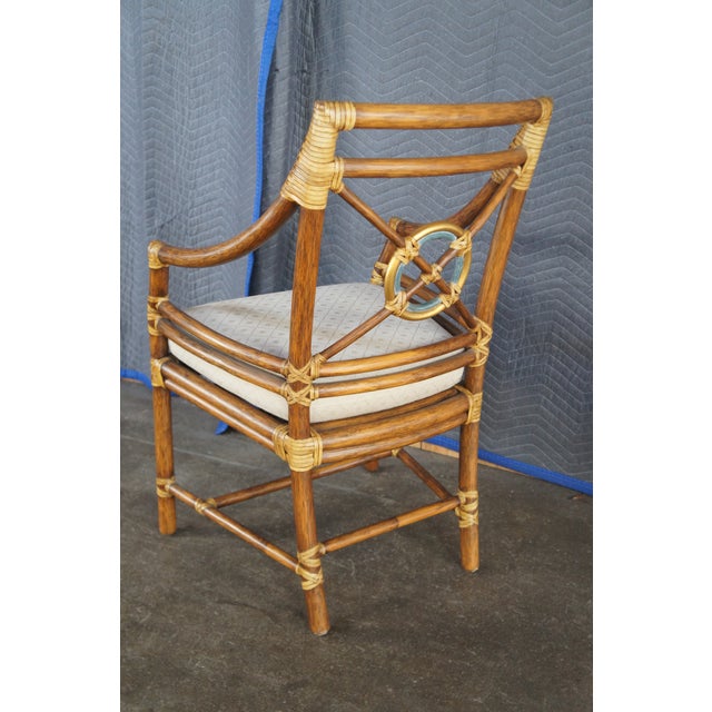 8 McGuire Mid Century Modern Boho Chic Bamboo Target Back Dining Chairs For Sale - Image 6 of 18