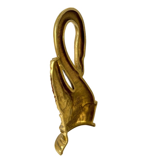 Textile 1990s Virginia Metalcrafters Historic Charleston Solid Brass Swan Doorstop - 15" For Sale - Image 7 of 8
