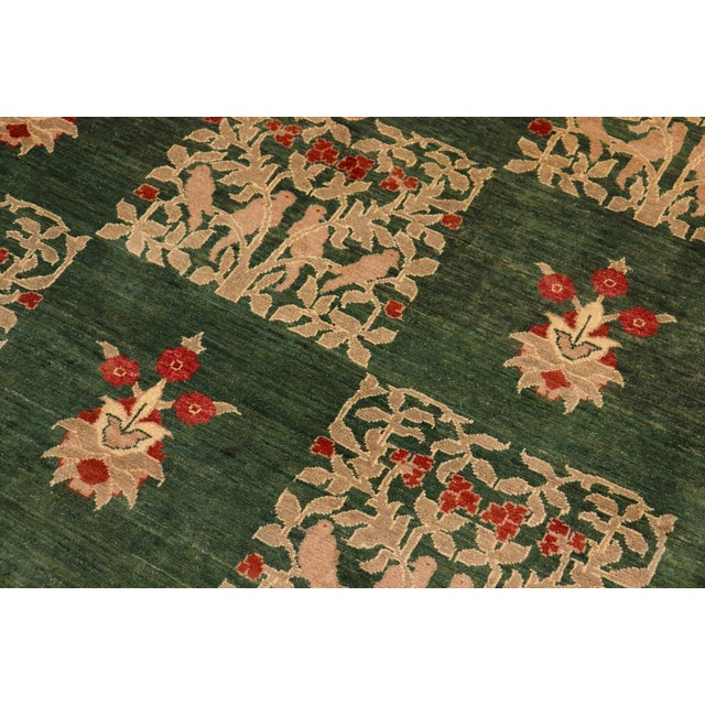 Green Boho Chic Ziegler Green Rust Hand-Knotted Wool Rug - 8'1'' X 9'10'' For Sale - Image 8 of 8